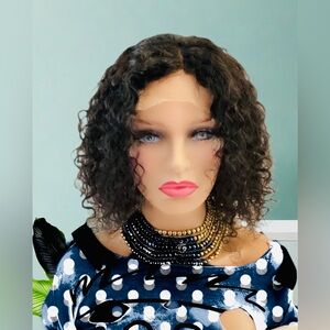 Short Curly 4x4 Lace Human Hair Wig  Machine Made